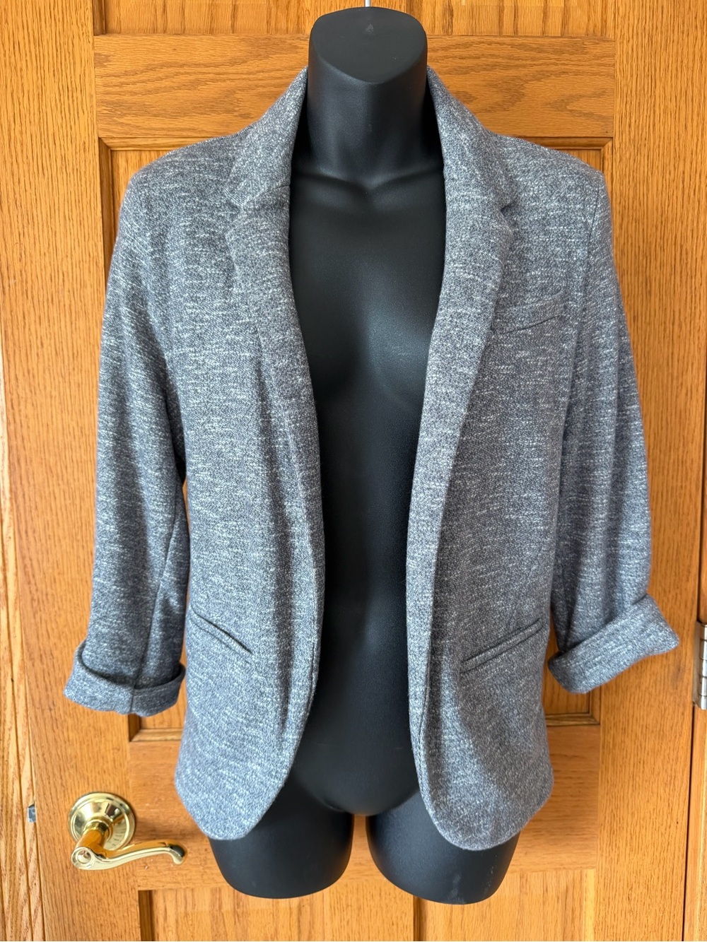 LC Lauren Conrad Gray Knit Open-Front Blazer